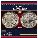 1929-d Buffalo Nickel 5c ms66 SEGS