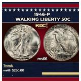 1946-p Walking Liberty Half Dollar 50c Grades ms66