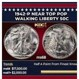1942-p Walking Liberty Half Dollar Near Top Pop 50
