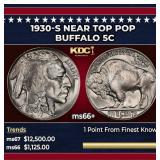 1930-s Buffalo Nickel Near Top Pop 5c ms66+ SEGS