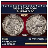1936-s Buffalo Nickel TOP POP! 5c ms67+ SEGS