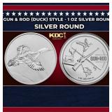 Gun & Rod (Duck) Style - 1 oz Silver Round Round