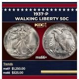 1937-p Walking Liberty Half Dollar 50c ms66+ SEGS