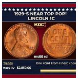 1929-s Lincoln Cent Near Top Pop! 1c ms66 rd SEGS