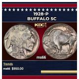 1928-p Buffalo Nickel 5c Grades ms66