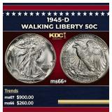 1945-d Walking Liberty Half Dollar 50c ms66+ SEGS
