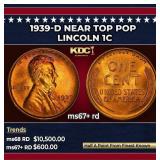 1939-d Lincoln Cent Near Top Pop 1c ms67+ rd SEGS