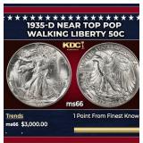 1935-d Walking Liberty Half Dollar Near Top Pop 50