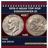 1978-p Eisenhower Dollar Near Top Pop $1 ms66 SEGS