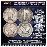 1917 Standing Liberty Quarter Type 1 & Type 2 Coin