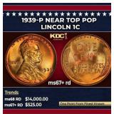1939-p Lincoln Cent Near Top Pop 1c ms67+ rd SEGS