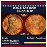 1929-p Lincoln Cent TOP POP! 1c ms67+ rd SEGS