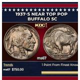 1937-s Buffalo Nickel Near Top Pop 5c ms67 SEGS