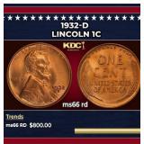 1932-d Lincoln Cent 1c Grades ms66 rd