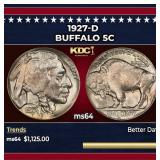 1927-d Buffalo Nickel 5c ms64 SEGS