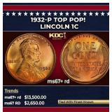 1932-p Lincoln Cent TOP POP! 1c ms67+ rd SEGS