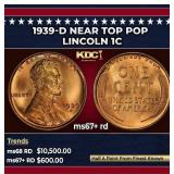 1939-d Lincoln Cent Near Top Pop 1c ms67+ rd SEGS