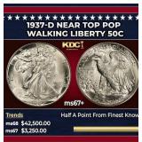 1937-d Walking Liberty Half Dollar Near Top Pop 50