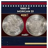 1880-p Morgan Dollar $1 Grades ms63+