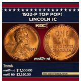 1932-p Lincoln Cent TOP POP! 1c ms67+ rd SEGS