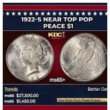 1922-s Peace Dollar Near Top Pop $1 ms65+ SEGS