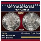1882-p Morgan Dollar Near Top Pop! $1 ms67 SEGS