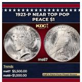 1923-p Peace Dollar Near Top Pop $1 ms67 SEGS