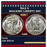 1943-s Walking Liberty Half Dollar 50c Grades ms66