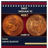 1907 Indian Cent . 1c ms66 rd SEGS