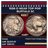 1938-d Buffalo Nickel Near Top Pop 5c ms67+ SEGS