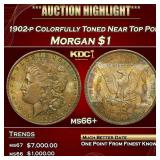 1902-p Morgan Dollar Colorfully Toned Near Top Pop