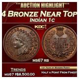 1864 Bronze Indian Cent Near Top Pop! 1c ms67 rb S