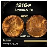 1916-p Lincoln Cent 1c Grades ms66 rd