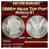 1886-p Morgan Dollar Near Top Pop! $1 ms66+ dmpl S
