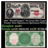 1907 $5 Large Size Legal Tender Note "WoodChopper"