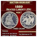 1889 Proof Seated Liberty Quarter 25c pr65+ DCAM S
