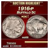 1916-p Buffalo Nickel 5c ms66 SEGS