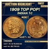1909 Indian Cent TOP POP! 1c ms67+ rd SEGS