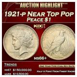 1921-p Peace Dollar Near Top Pop $1 ms66+ SEGS