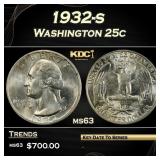 1932-s Washington Quarter 25c Grades ms63
