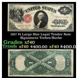 1917 $1 Large Size Legal Tender Note Grades xf Sig