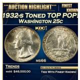 1932-s Washington Quarter Toned TOP POP! 25c ms66