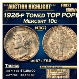 1926-p Mercury Dime Toned TOP POP! 10c ms67+ FSB S