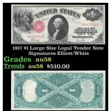 1917 $1 Large Size Legal Tender Note Grades Choice
