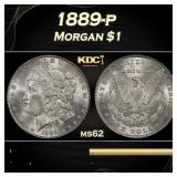 1889-p Morgan Dollar $1 Grades ms62