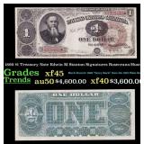1890 $1 Treasury Note Edwin M Stanton Grades xf+ S