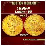 1899-p Gold Liberty Half Eagle $5 ms62+ USCG