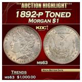 1892-p Morgan Dollar Toned $1 ms63 USCG
