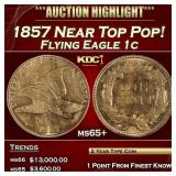 1857 Flying Eagle Cent Near Top Pop! 1c ms65+ SEGS
