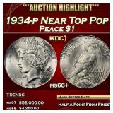 1934-p Peace Dollar Near Top Pop $1 ms66+ SEGS